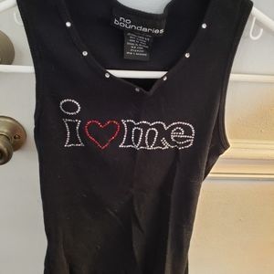 BNWOT black I love me tank top size S